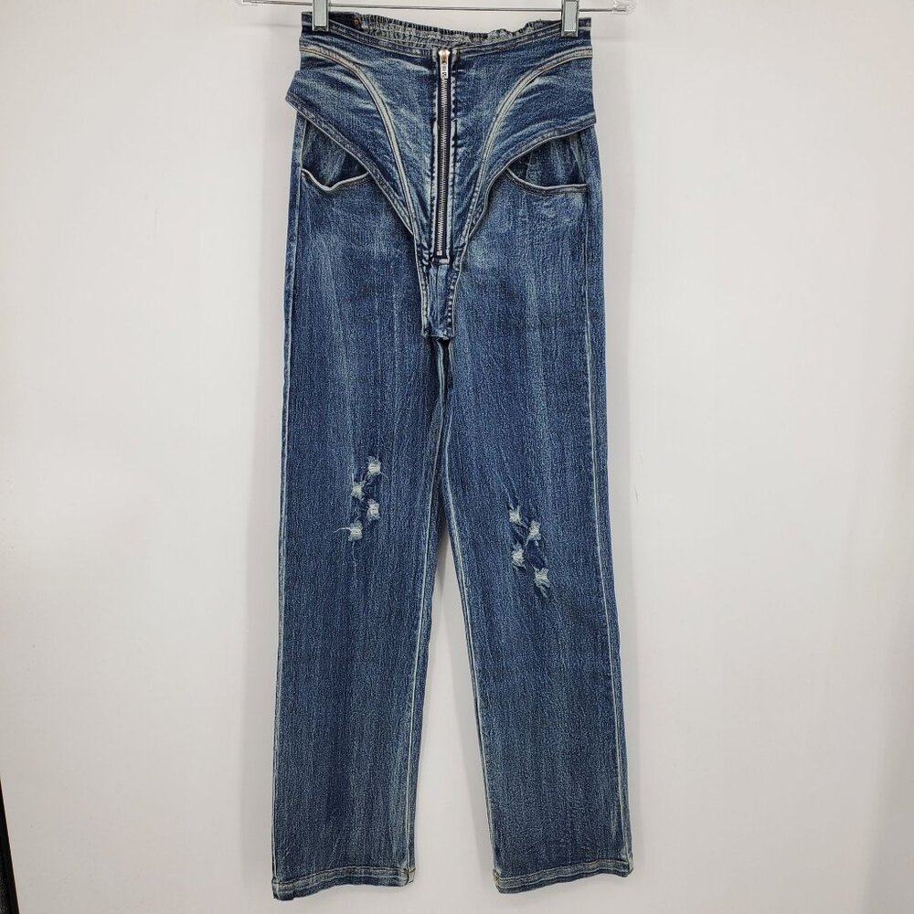Nichole Lynel Women's Straight Zipper Front High Waisted Denim Jeans Size Small‎